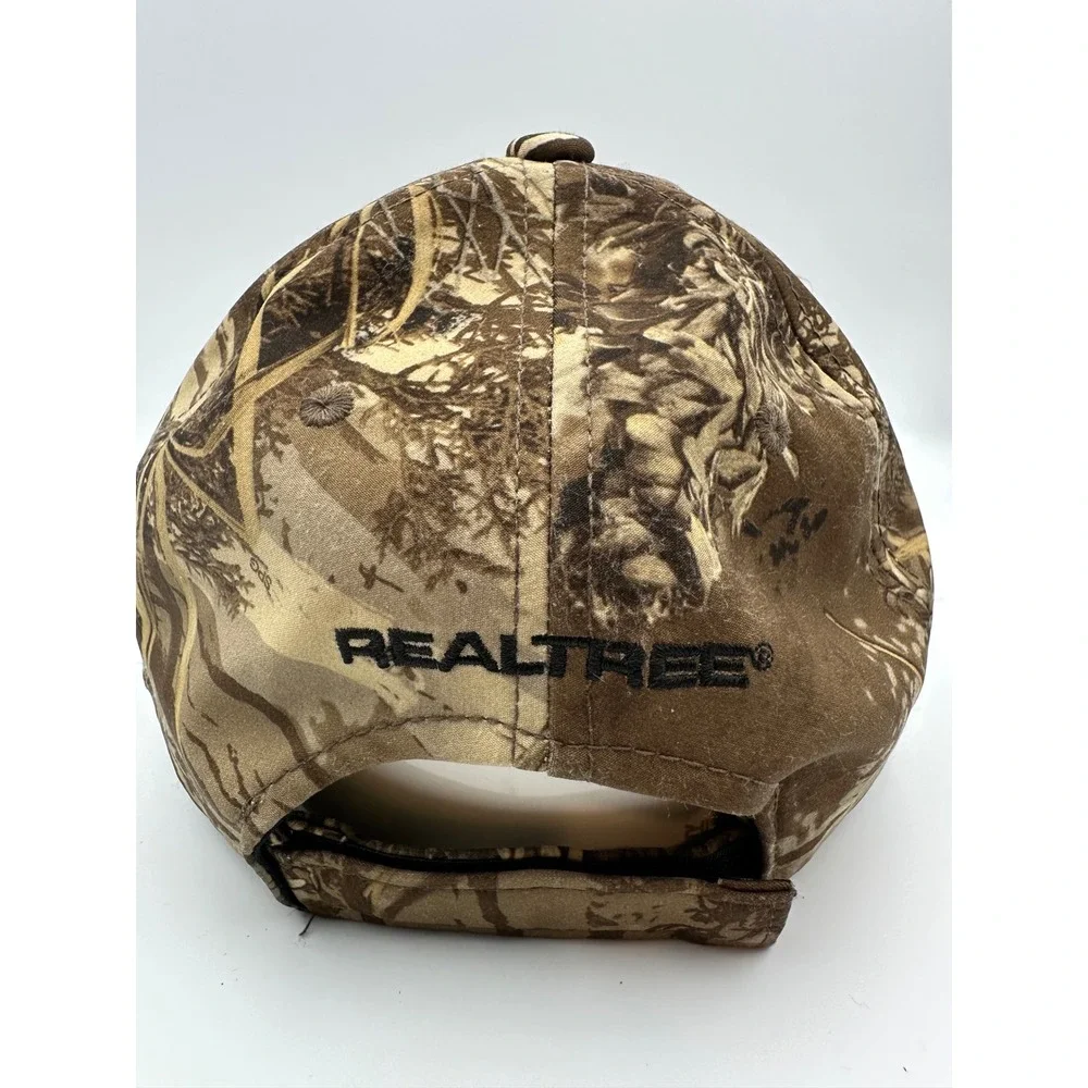 Realtree Deer Antlers Logo Hat Camo Tan Embroidered Adjustable Strap Cap Hunting